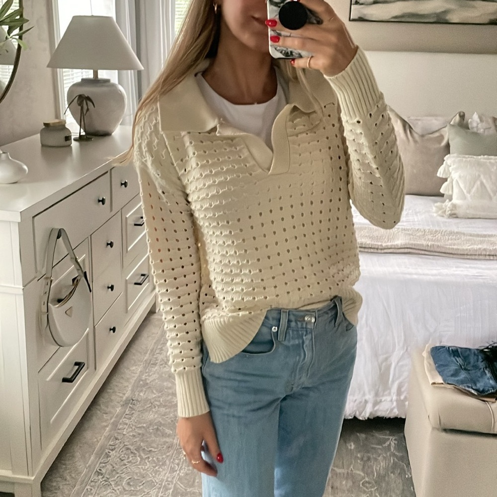 Joie Open Knit Collared Sweater